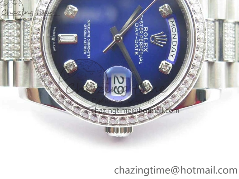 MiroTime 0521 Day-Date 36mm 128239 SS Crystal BP Best Edition Blue Crystal Marker Dial on SS President Bracelet A OdorResistant 2677